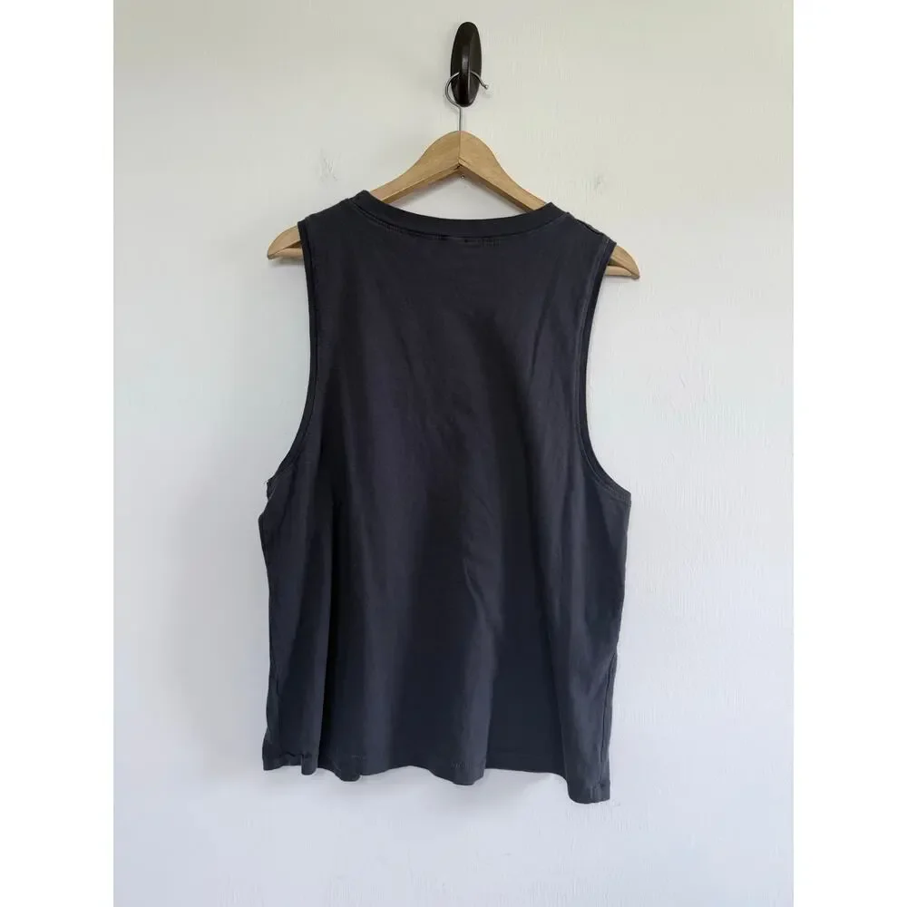 BLACKBIRD SUPPLY washed gray 100% cotton sleeveless bow arrow tank top shirt - Picture 3 of 6